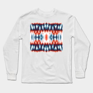 Blue and red tie dye craft pattern Long Sleeve T-Shirt